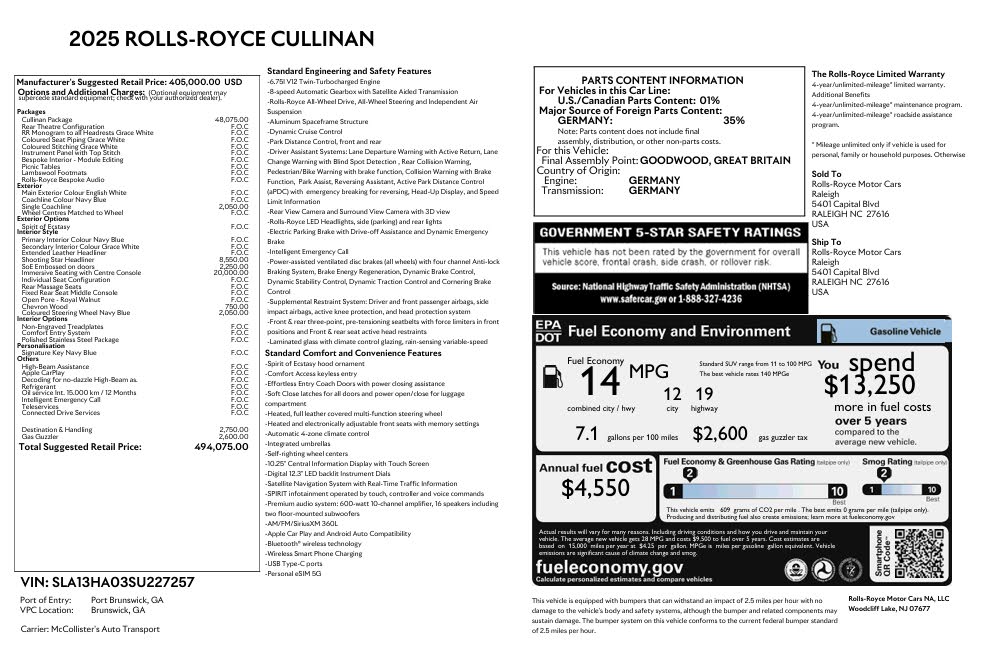 2025 Rolls-Royce Cullinan AWD